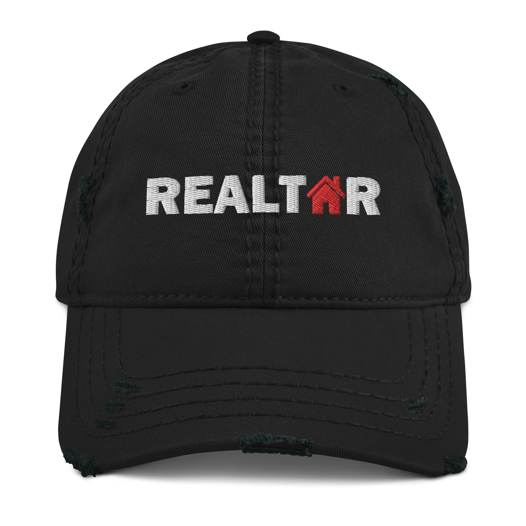 Realtor Red House Distressed Dad Hat
