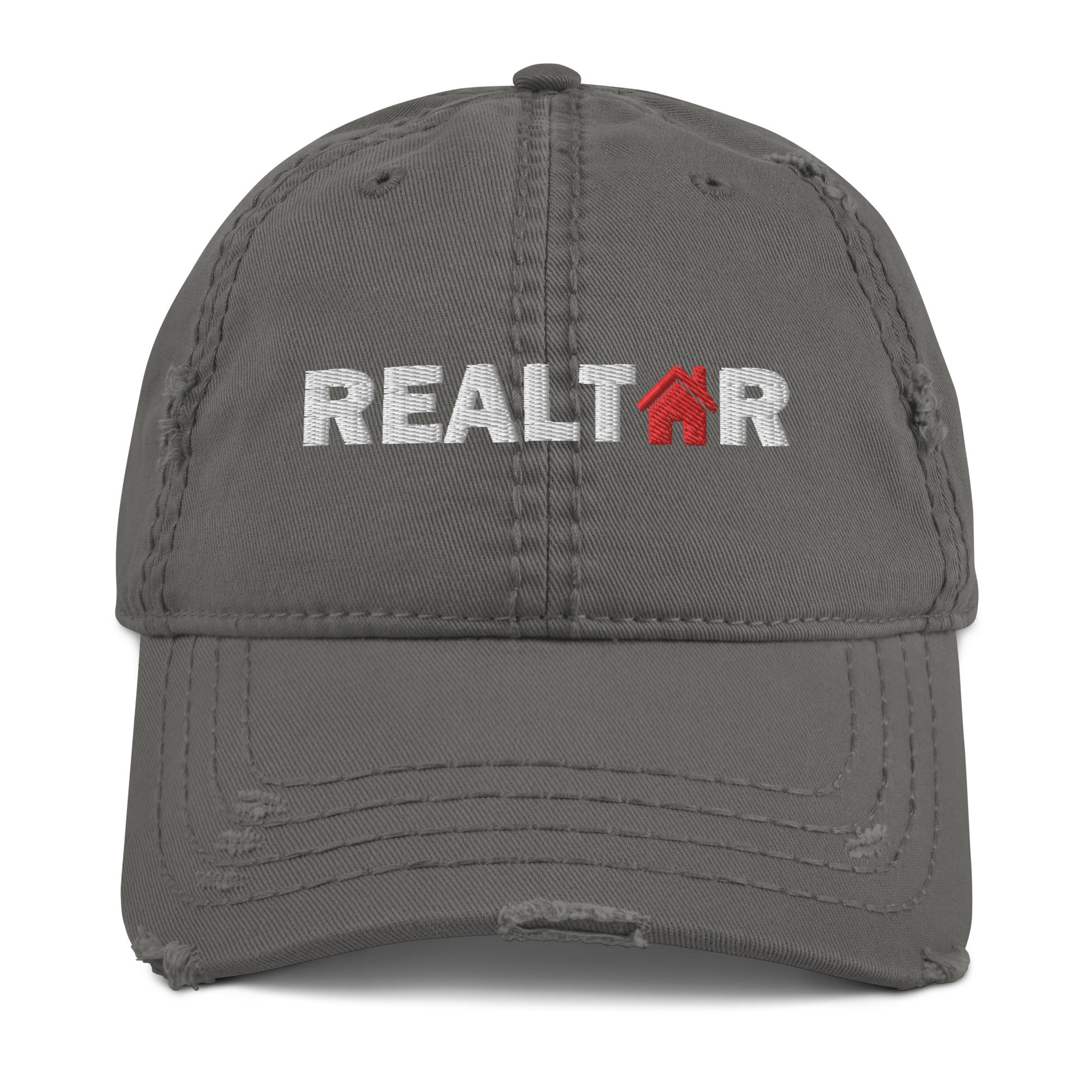 Realtor Red House Distressed Dad Hat