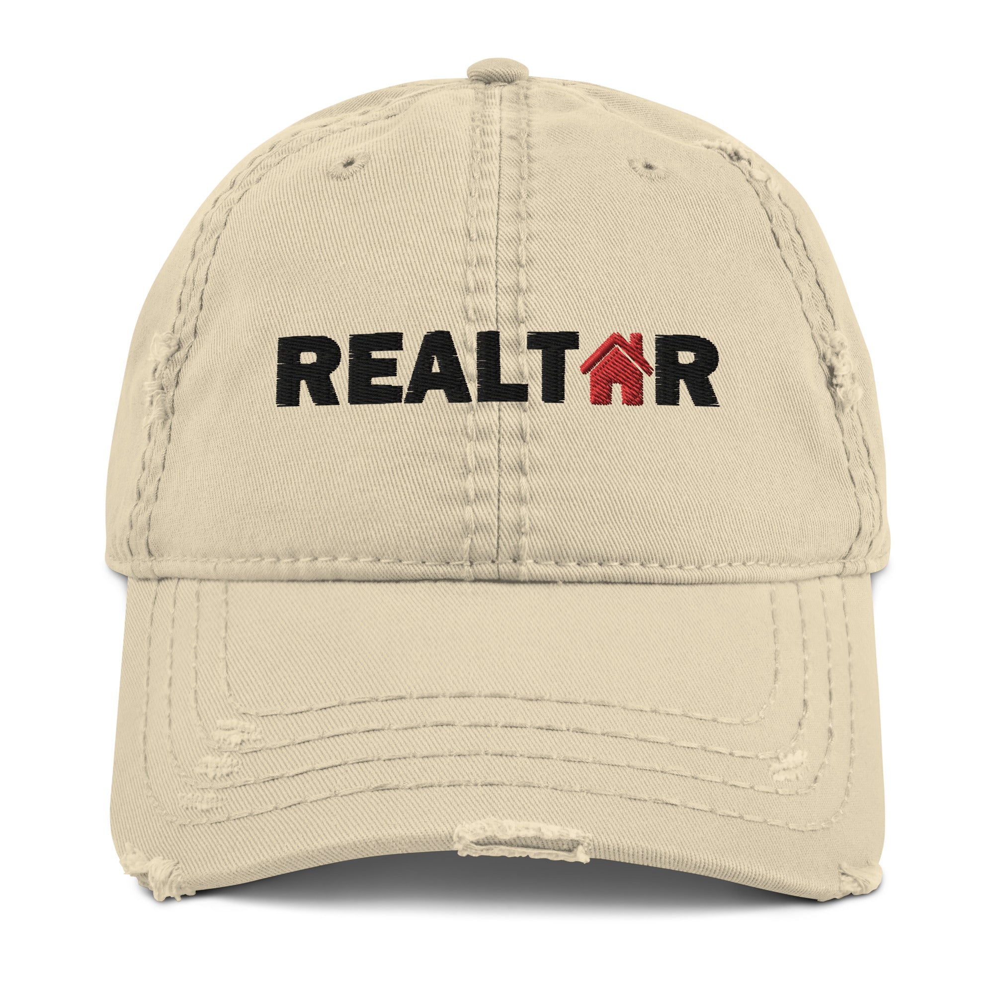 Realtor Red House Distressed Dad Hat